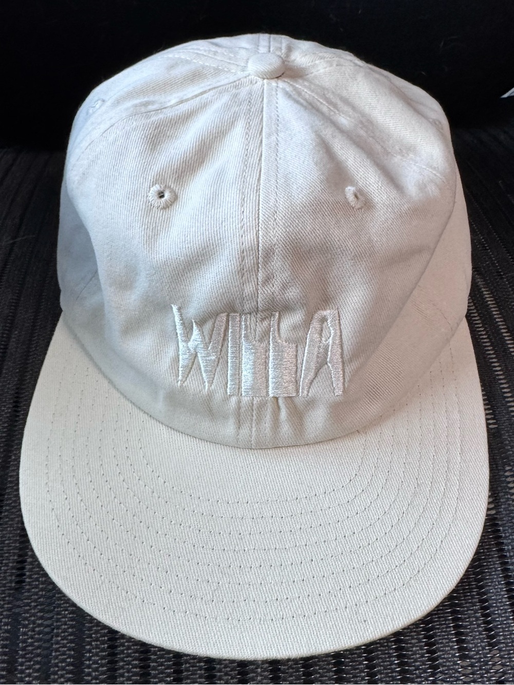 Hotel Willa logo Taos New Mexico cotton baseball cap by Weld Tan embroidered